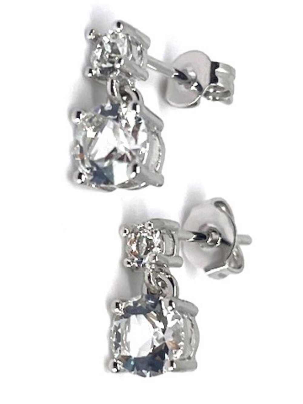 Minimalist Rhodium Plated Drop Dangle Earrings, made with Crystals by Swarovski